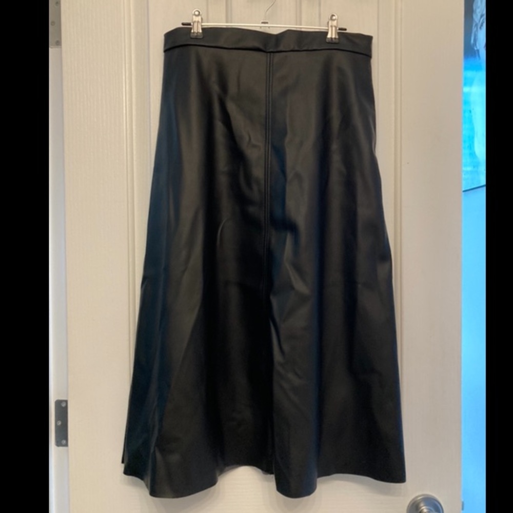 Faux leather midi skirt